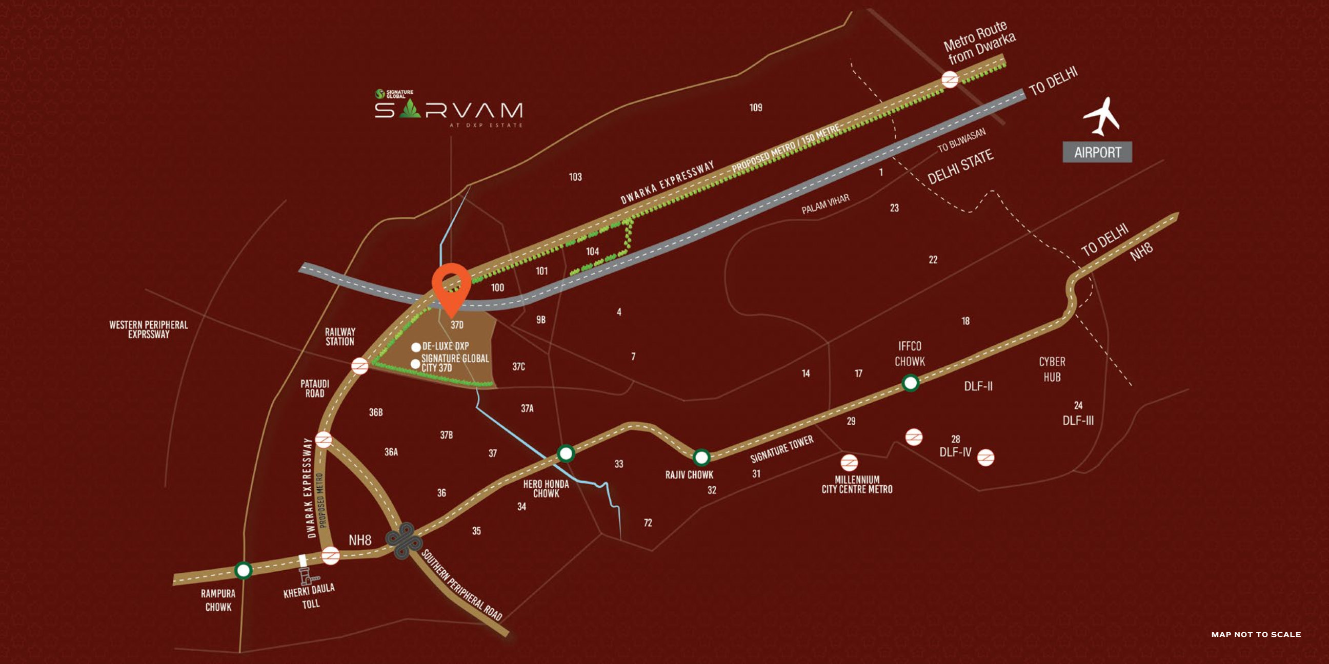 Sarvam DXP Estate Sector 37D Gurugram Location Map